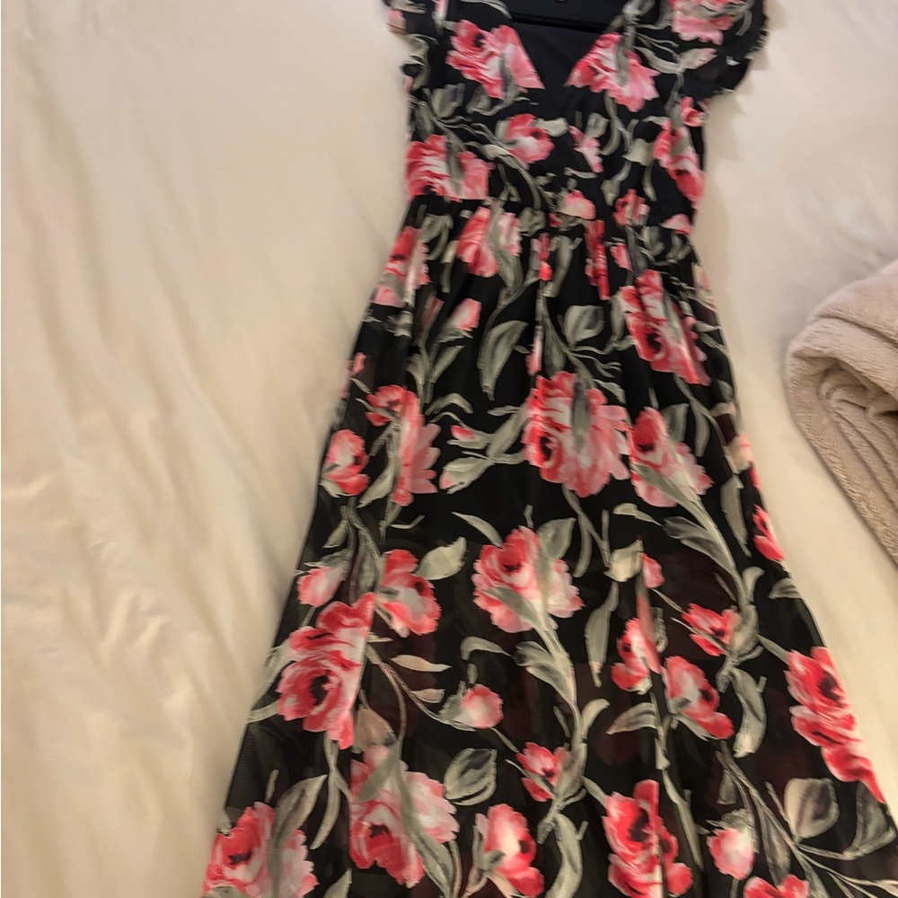 Lulu's Black and Pink Floral Dress